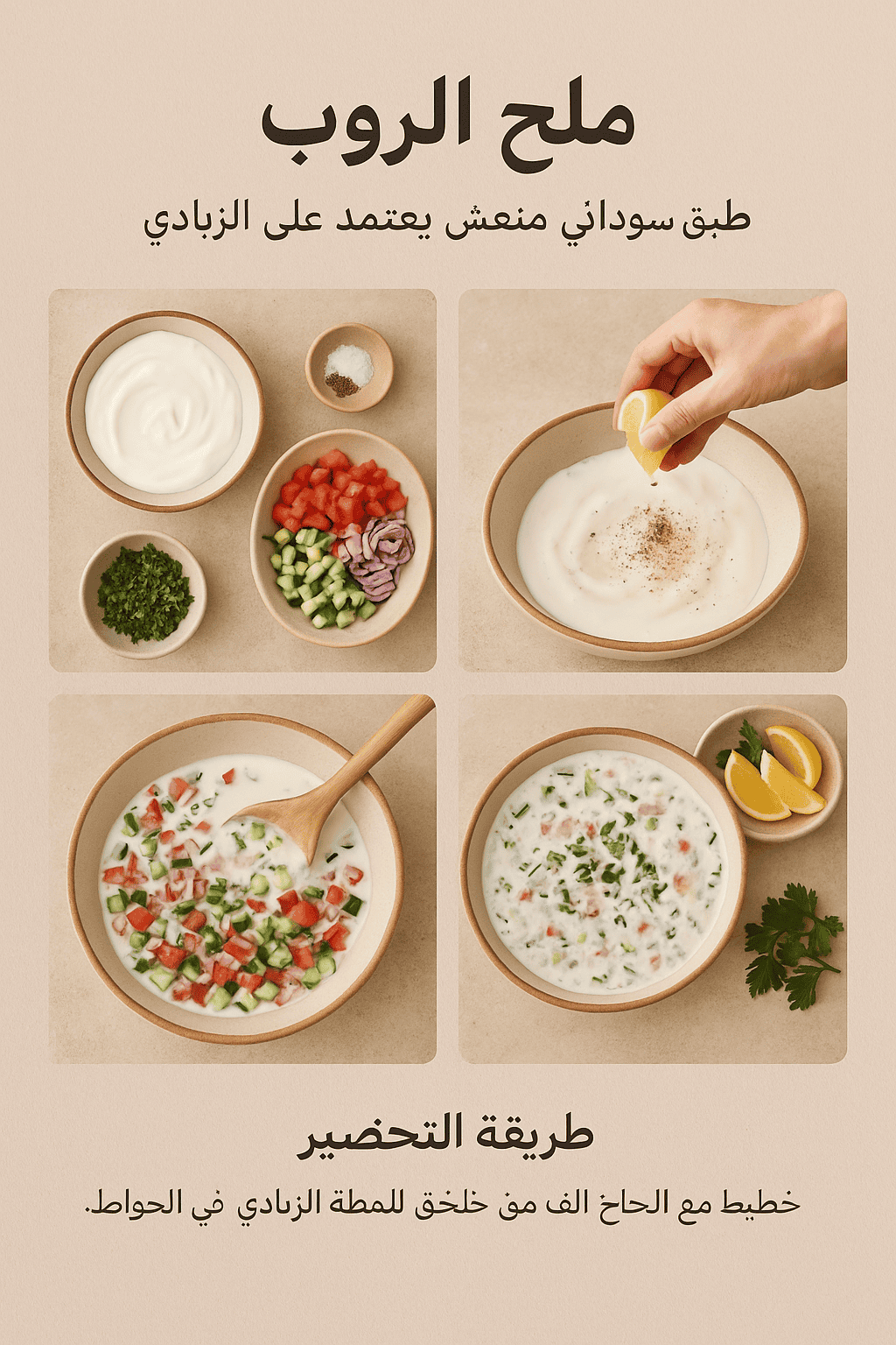 ملاح الروب: طبق سوداني منعش يعتمد على الزبادي